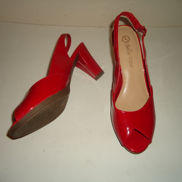 Bella-Vita Women's Varnishing Red Sandals Heel Size-8.5 - Picture 9 of 12